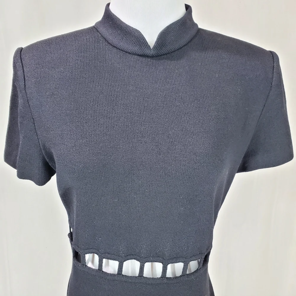 Vtg. St.John Evening Santana Knit Black Cut Out Maxi Dress Black Tie Formal - Picture 12 of 16
